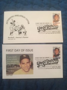 2 Yogi Berra FDC Ashley cachet unaddressed