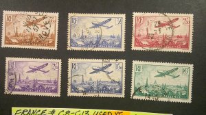 France 1936 Airmail Issue Scott# C8-C13 XF USED Circular Cancels set of 6