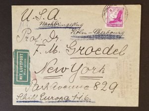 1937 Munich Germany to New York USA Zeppelin Airmail Steamer Europa Cover