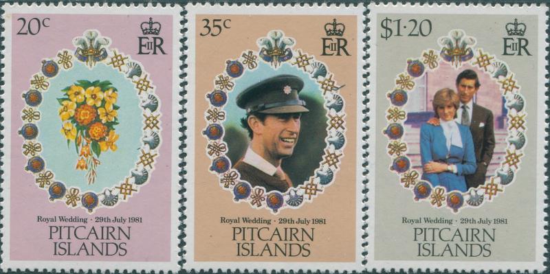 Pitcairn Islands 1981 SG219-221 Royal Wedding set MNH