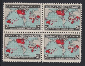 Canada Sc 86b MNH. 1898 2c Imperial Penny Postage, deep blue oceans, block of 4