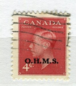 CANADA; 1950s early GVI Official ' OHMS ' Optd. fine used 4c. value