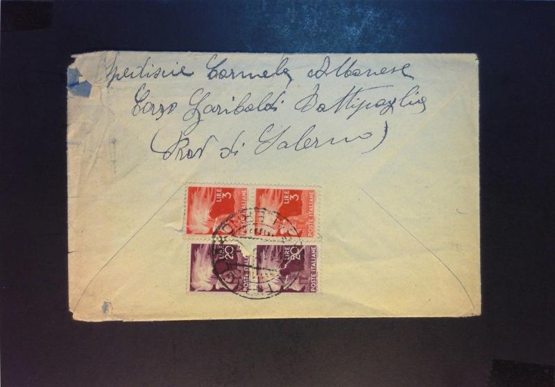 Italy 1946 Cover to USA (20L & 3L) / Stamp On Flap Torn / Creased) - Z832