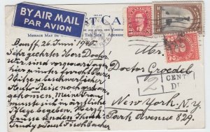 6c airmail post card to USA short-paid 1c x 2 = 2 cents due Canada