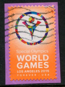 4986 US (49c) Special Olympics World Games SA,  used on paper