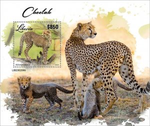 LIBERIA- 2023 - Cheetahs - Perf Souv Sheet - Mint Never Hinged