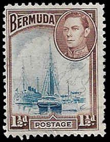 Bermuda #119 Used VLH; 1 1/2p Hamilton Harbor (1938)