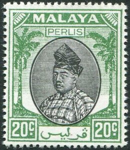 PERLIS-1951-55 20c Black & Green Sg 18 UNMOUNTED MINT V35106