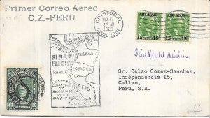 Canal Zone #C1 15c/1c  green type 1 First flight to Callao, Peru (U) CV. $15.00