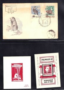 POLAND 5 PAGES SOUND COLLECTION LOT x21 SOME NEVER HINGED + COVERS SHEETS