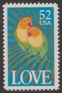 US 2537 Love Birds 52c single MNH 1991