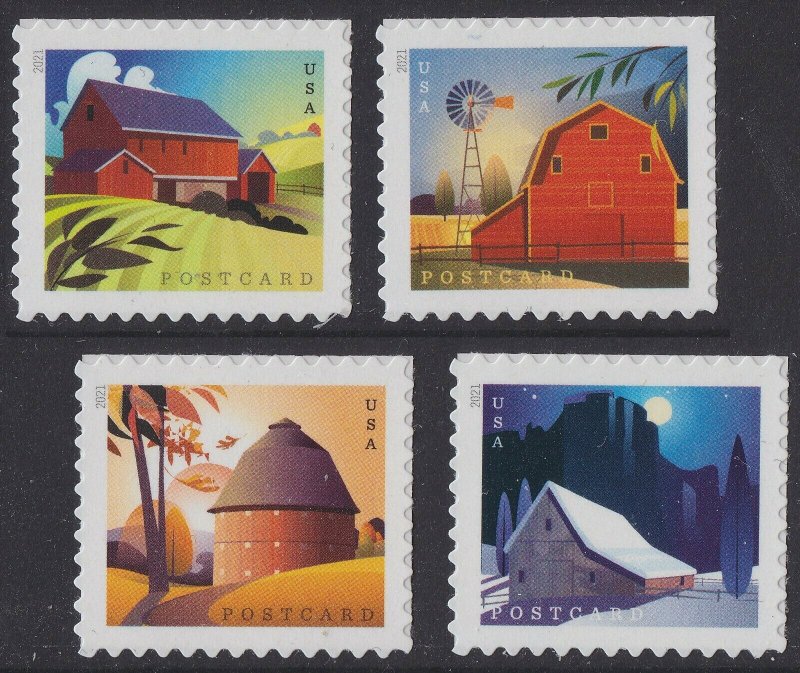 US 5546-5549 Barns postcard rate set (4 stamps from sheet) MNH 2021 |  United States, General Issue Stamp