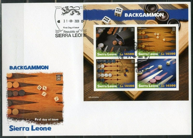 SIERRA LEONE 2020 BACKGAMMON SHEET FIRST DAY COVER