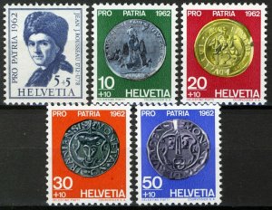 Switzerland 1962, Pro Patria, Coins I set MNH, Mi 751-55