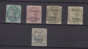 India Chamba State 1887 Service O/P Collection Of 5 MH BP6946