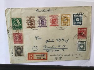 Thuringen 1946 Dresden Registered multi stamps cover Ref R28132