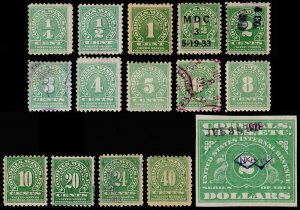 United States Revenue Scott RE16-RE30 (1914) Used/Mint F-VF, CV $140.60 W