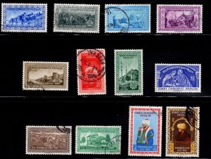 TURKEY Scott 1090-1101 used set two with small scuffs one MH* complete 1953 set
