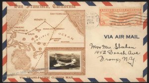 Hawaii USA 1938 Clipper Trans-Pacific Airmail Territorial  Cover 108994