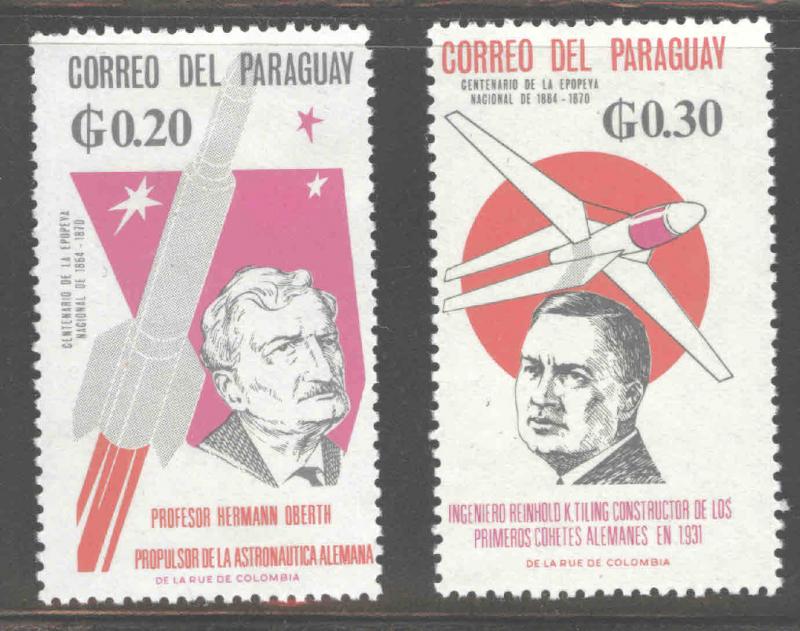 Paraguay Scott 945-946 MH* Oberth and Tiling Aeronautic researchers