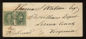 Confederate States 1 Pair on Cover with PF Cert LV6497