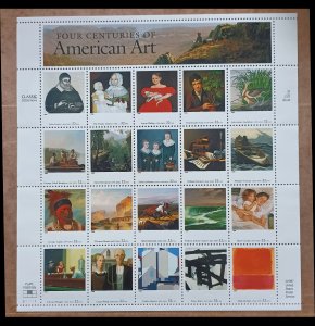 US #3236 32c Four Centuries of American Art MNH pane of 20 plate #S11111 (1998)