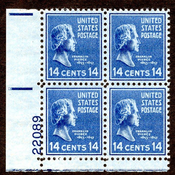 U.S. Scott  819 VF MNH Plate Block of 4