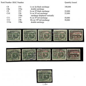 GUATEMALA SCOTT C8-12 VARIETIES UNUSED & USED STAMP GROUPING (x76) (1930)