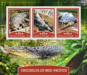 St Thomas - 2021 Indo-Pacific Crocodiles - 3 Stamp Sheet - ST210535a