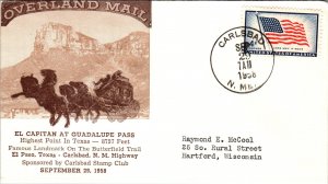 US El Capitan at Guadalupe Pass Overland Mail 1958 Carlsbad Stamp Cover