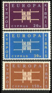 CYPRUS 1963 EUROPA Set Sc 229-231 MLH