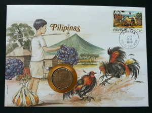 Philippines Daily Life 1986 Chicken Fighting Farm Animal FDC (coin cover)