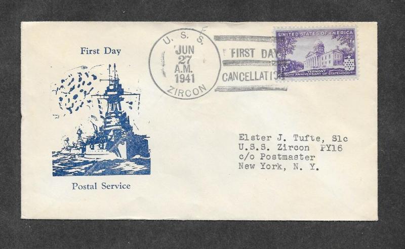 1941 USS Zircon Naval Ship Cover!