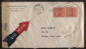 1945 New York USA Censored Cover To Balboa Canal Zone Panama