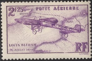 FRANCE 1934 SC. #C7 2.25fr VIOLET BLÉRIOT'S MONOPLANE MINT H CAT $18