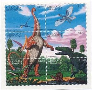 Prehistoric Animals by Grenada MNH Sheet of 6 Sc 1915