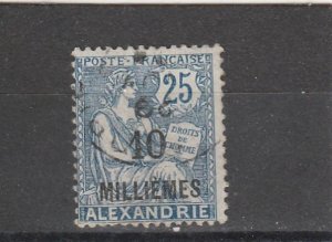 French Offices in Egypt (Alexandria)  Scott#  54  Used  (1921 Surcharged)