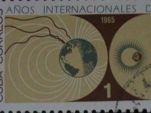 ​CUBA-1965-SC# 958 INTEL.QUIET SUN YEAR-USED-VERY FINE-59 YEARS OLD STAMP