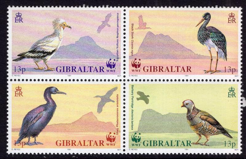 GIBRALTAR 1991 , 594a Birds MNH set Block