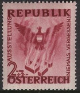 Austria B178 (mnh) 2s+2s anti-fascism: eagle over burning swastika (1946)