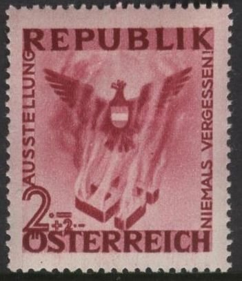 Austria B178 (mnh) 2s+2s anti-fascism: eagle over burning swastika (1946)