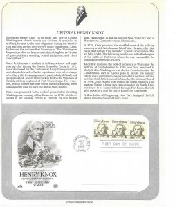 1985 General Henry Knox, Revolutionary War General, Sc 1851 FDC Info Page PCS