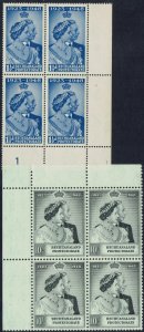 BECHUANALAND 1948 KGVI SILVER WEDDING SET STAMPS MNH ** BLOCKS