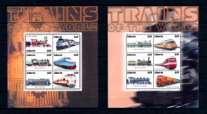 [62331] Liberia 2001 Railway Train Eisenbahn Chemin de Fer 3 Sheets MNH