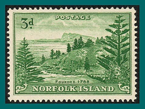 Norfolk Island 1959 Ball Bay, 3d white paper, MNH  #23,SG6a