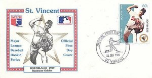 ST. VINCENT 1989 BASEBALL BOB MILACKI BALTIMORE FDC