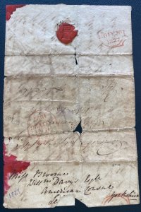 1827 England Letter Sheet Cover To Leeds Red Wax Seal