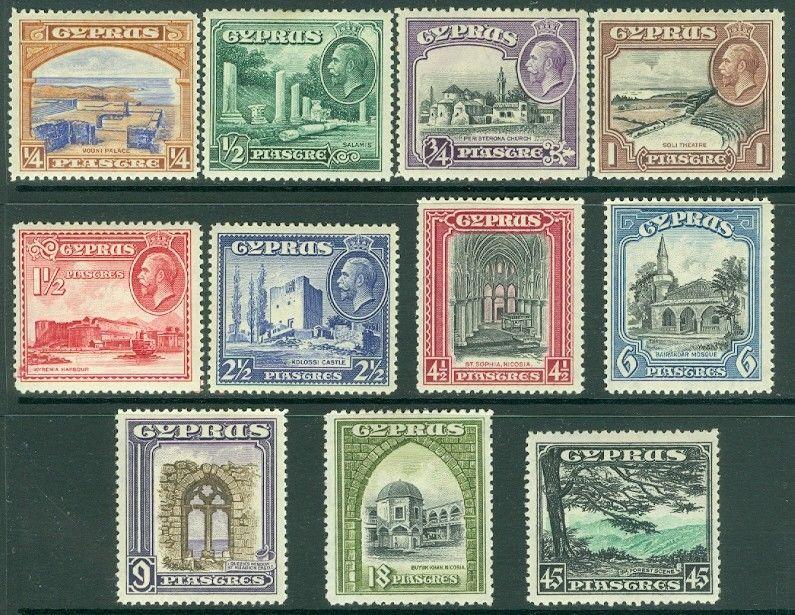 EDW1949SELL : CYPRUS 1934 Scott #125-35 Very Fine, Mint Original Gum Cat $217.00