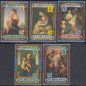 ST HELENA Sc # 556-60 CPL MNH CHRISTMAS 1991 - RELIGOUS PAINTINGS