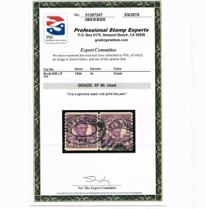 EXCEPTIONAL GENUINE SCOTT #600 USED COIL LINE PAIR PSE CERT GRADED XF-90  #9760